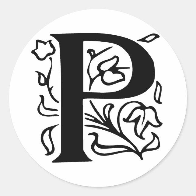 Sticker Rond Lettre fantaisie P (Devant)