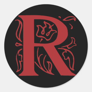 Sticker Rond Lettre fantaisie R