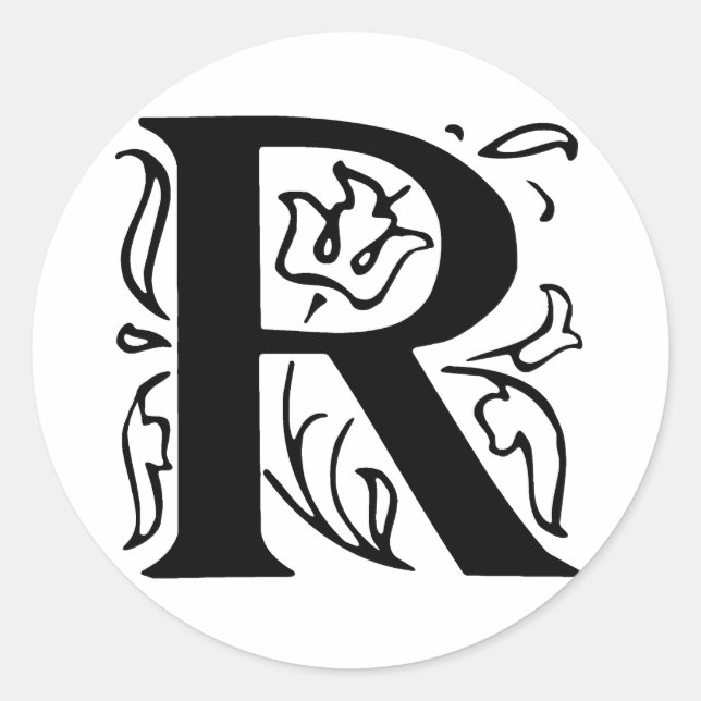 Sticker Rond Lettre fantaisie R (Devant)