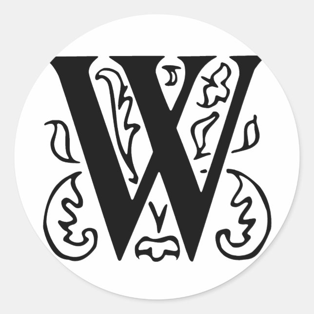 Sticker Rond Lettre fantaisie W (Devant)