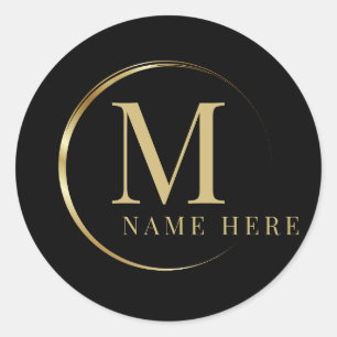 Sticker Rond Lettre florale M initiale monogramme personnalisée