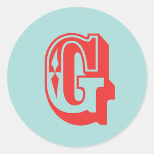 Sticker Rond LETTRE G carnaval style monogramme première préfér