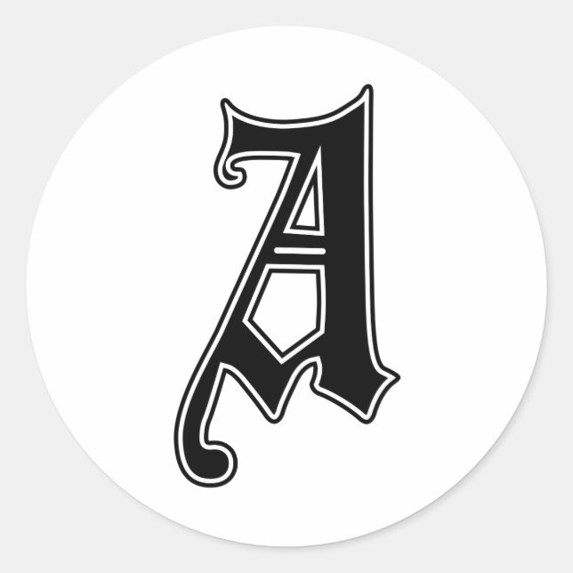STICKER ROND LETTRE GOTHIQUE ANGLAIS A (Devant)
