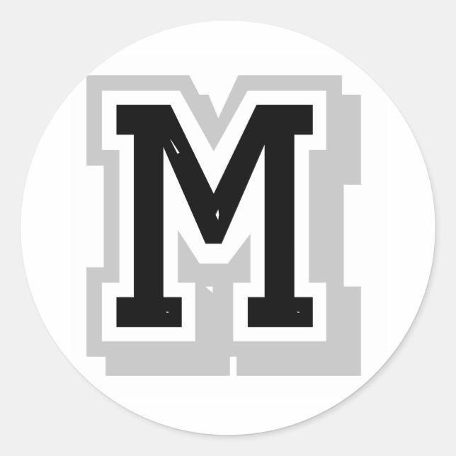 Sticker Rond lettre grise noire M (Devant)