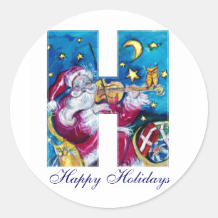 STICKER ROND LETTRE H DE NOËL / MONOGRAM PÈRE NOËL INSPIRÉ