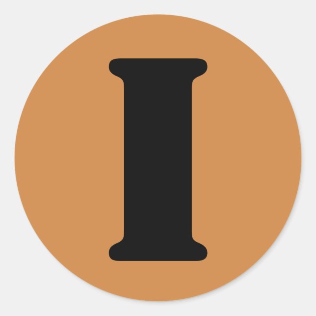 Sticker Rond Lettre I Stencil Alphabet par Janz Pérou Gold (Devant)