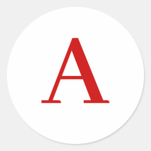 Sticker Rond Lettre initiale de monogramme rouge blanc moderne 