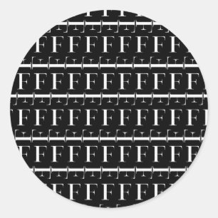 STICKER ROND LETTRE INITIALE MONÂTRE F