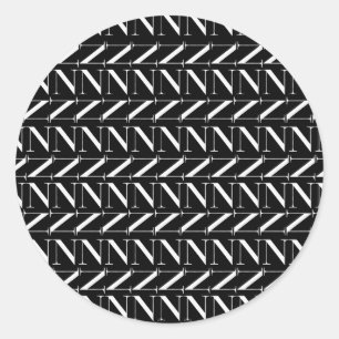 Sticker Rond Lettre initiale monogramme N