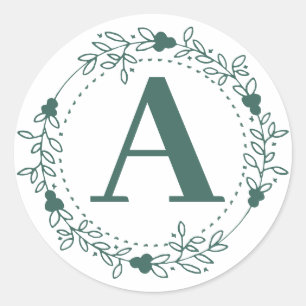 Sticker Rond Lettre initiale Monogramme personnalisé