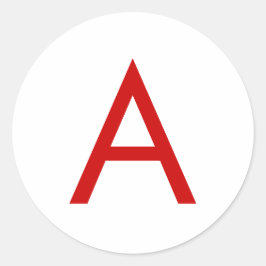 Sticker Rond Lettre initiale Monogramme rouge blanc moderne cla