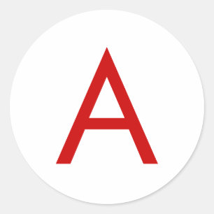 Sticker Rond Lettre initiale Monogramme rouge blanc moderne cla