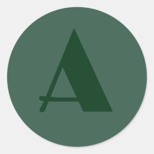 Sticker Rond LETTRE INITIALE MONOGRAPHIQUE Personnalisée Vert c