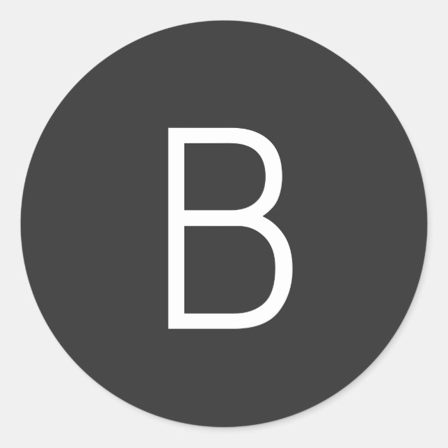 Sticker Rond Lettre initiale noire Monogramme moderne (Devant)