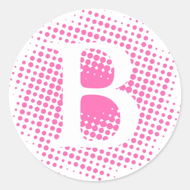 Sticker Rond Lettre initiale rose chaud personnalisée (Devant)