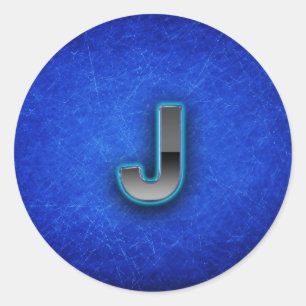 Sticker Rond Lettre J - édition bleu néon