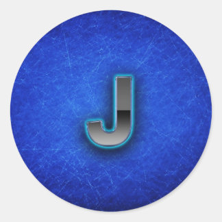 Sticker Rond Lettre J - édition bleu néon