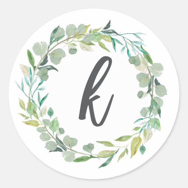 Sticker Rond Lettre K Monogramme Sceau de l'enveloppe initiale  (Devant)