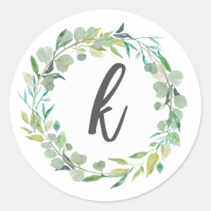 Sticker Rond Lettre K Monogramme Sceau de l'enveloppe initiale