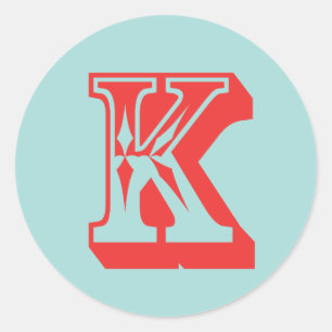 Sticker Rond Lettre K style carnaval monogramme première préfér