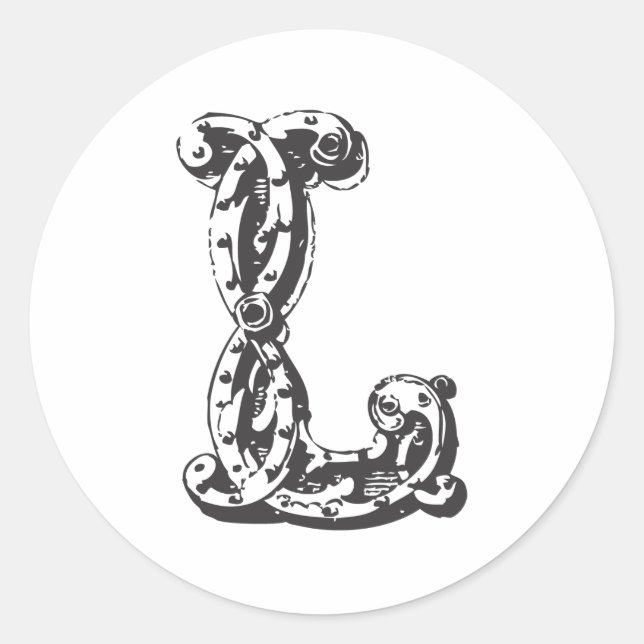 Sticker Rond Lettre L de monogramme dans le noir (Devant)