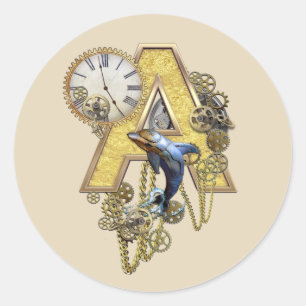 Sticker Rond Lettre majuscule A alphabet-monogramme