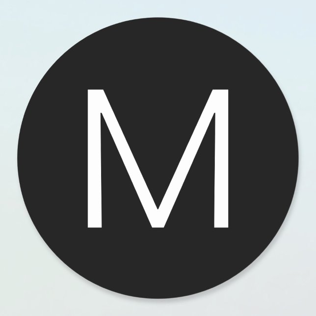 Sticker Rond Lettre minimaliste moderne noire et blanche (Créateur téléchargé)