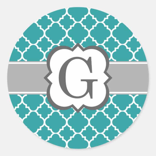 Sticker Rond LETTRE MONÂTRE BLANC turquoise G QUATREFEIL (Devant)