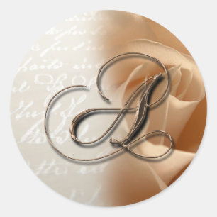 Sticker Rond Lettre monogramme A Mariage Enveloppe Sceau