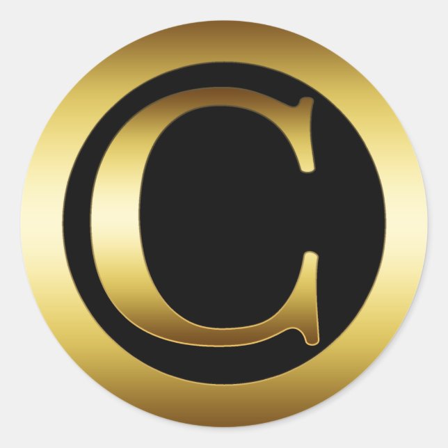 STICKER ROND LETTRE MONOGRAMME D'OR C (Devant)