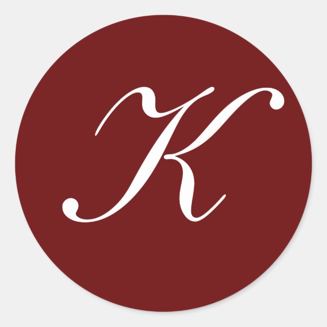 Sticker Rond Lettre monogramme initiale K, (Devant)