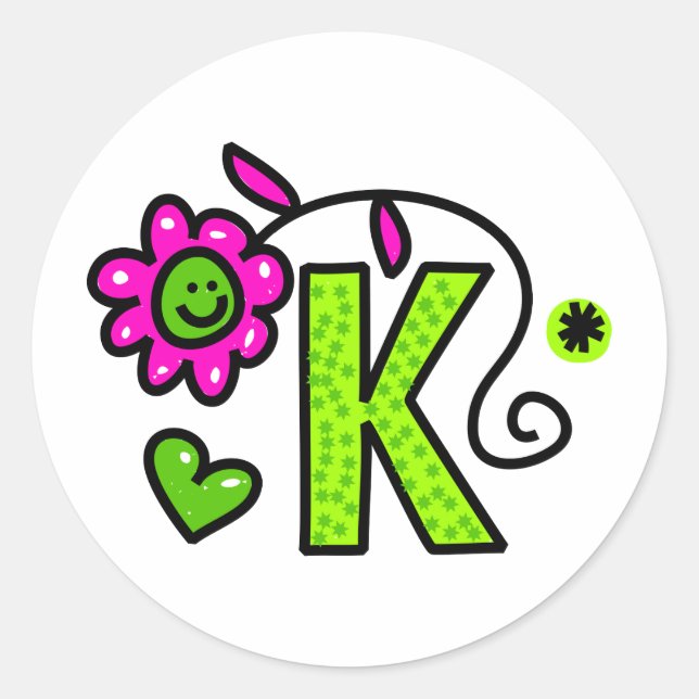 Sticker Rond Lettre monogramme K Expression de texte de bienven (Devant)