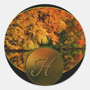 Sticker Rond Lettre monogramme rustique H Enveloppe de mariage 