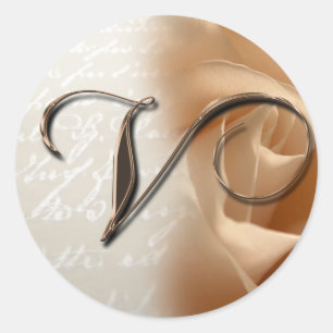 Sticker Rond Lettre monogramme V Mariage Enveloppe Sceau