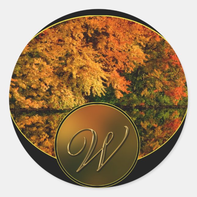 Sticker Rond Lettre monogramme W Mariage de automne Enveloppe P (Devant)