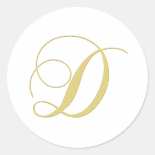 Sticker Rond Lettre monographie D Golden Single