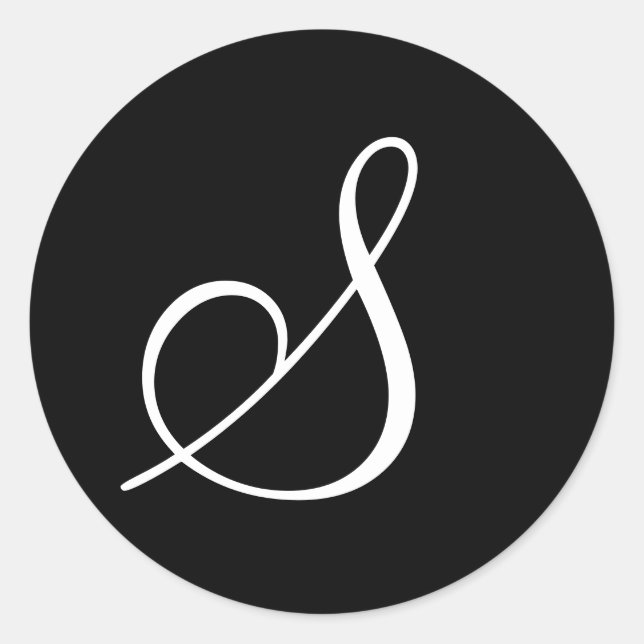 Sticker Rond LETTRE MONOGRAPHIQUE BLANCHE NOIR Mariage (Devant)