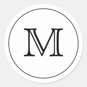 STICKER ROND LETTRE MONOGRAPHIQUE BLANCHE PERSONNALISÉ NOIR
