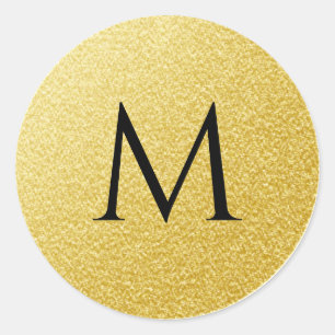 Sticker Rond LETTRE MONOGRAPHIQUE D'OR Parties scintillant Étin
