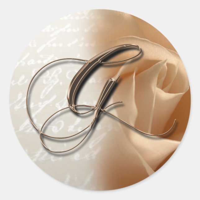 Sticker Rond LETTRE MONOGRAPHIQUE G Mariage Enveloppe Sceau (Devant)