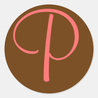 Sticker Rond LETTRE MONOGRAPHIQUE INITIALE "P" - Personnaliser