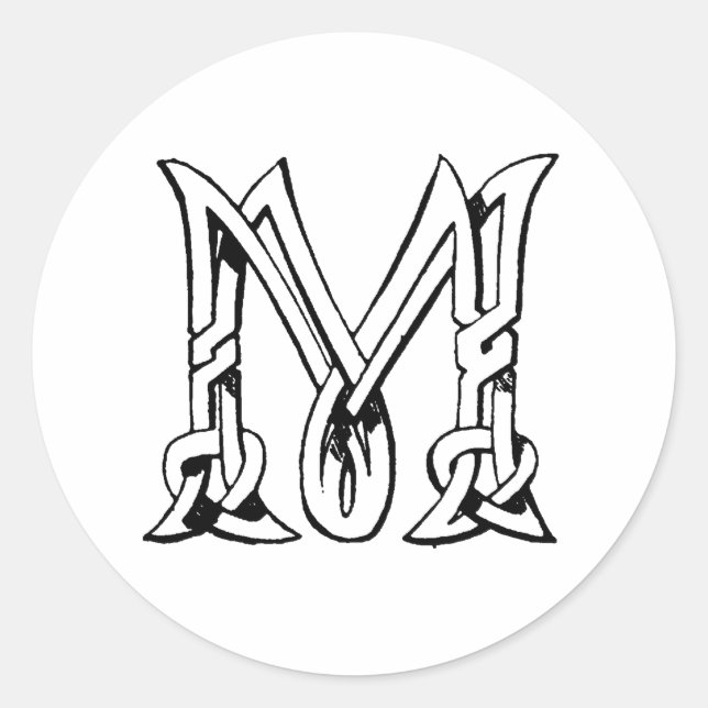 Sticker Rond LETTRE MONOGRAPHIQUE vintage DE COIN celtique M (Devant)