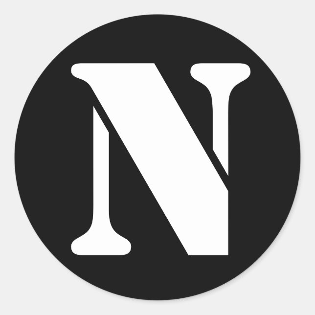 Sticker Rond Lettre N alphabet au crayon par Janz Black (Devant)
