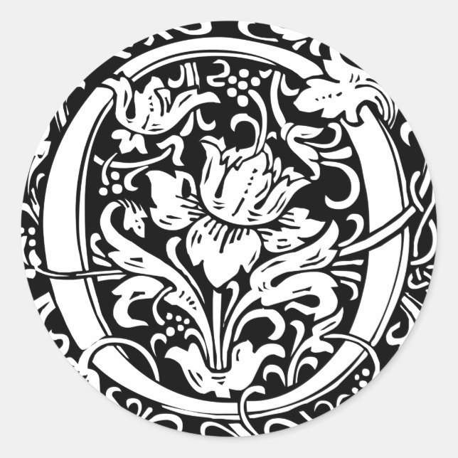Sticker Rond Lettre O Monogramme Médiéval Art Nouveau (Devant)