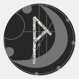 Sticker Rond Lettre P Rune Runogramme Lune géométrique Noir