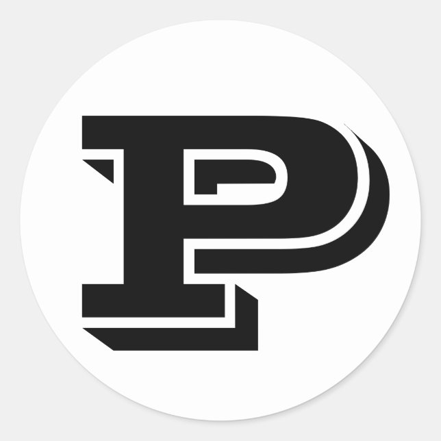 Sticker Rond Lettre P Vineta Alphabet par Janz White (Devant)