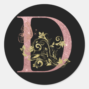 Sticker Rond Lettre Parties scintillant rose D