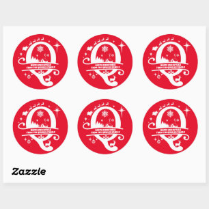 Sticker Rond Lettre Q Monogramme Nom de famille initial Salutat