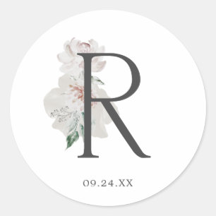 Sticker Rond LETTRE Romance Florale R Mélange Enveloppe