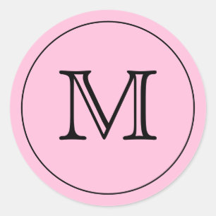 STICKER ROND LETTRE ROSE PERSONNALISÉE NOIR MACHINE
